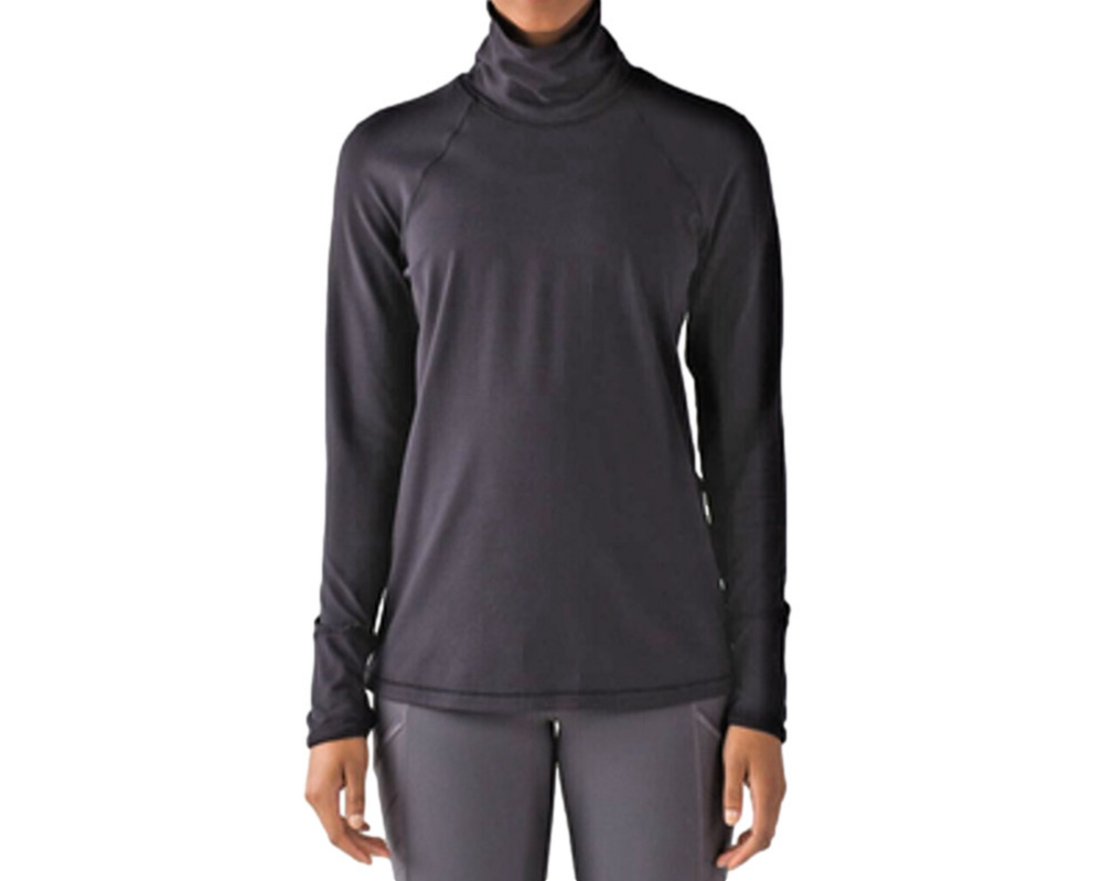 Lululemon Hill and Valley Black Long Sleeve Reflective Turtleneck Sz 6